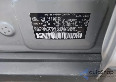 2017 Subaru Outback 3.6R Limited from USA, damaged, VIN 4S4BSENCXH3403220